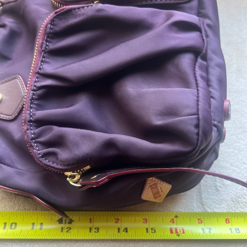 MZ Wallace Jane Satchel Bag Eggplant Plum Purple Nylon Leather Trim Designer‎ - Picture 16 of 16